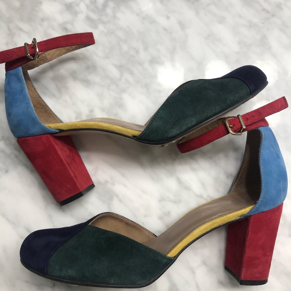 Anthropology Suede Color Block Heels